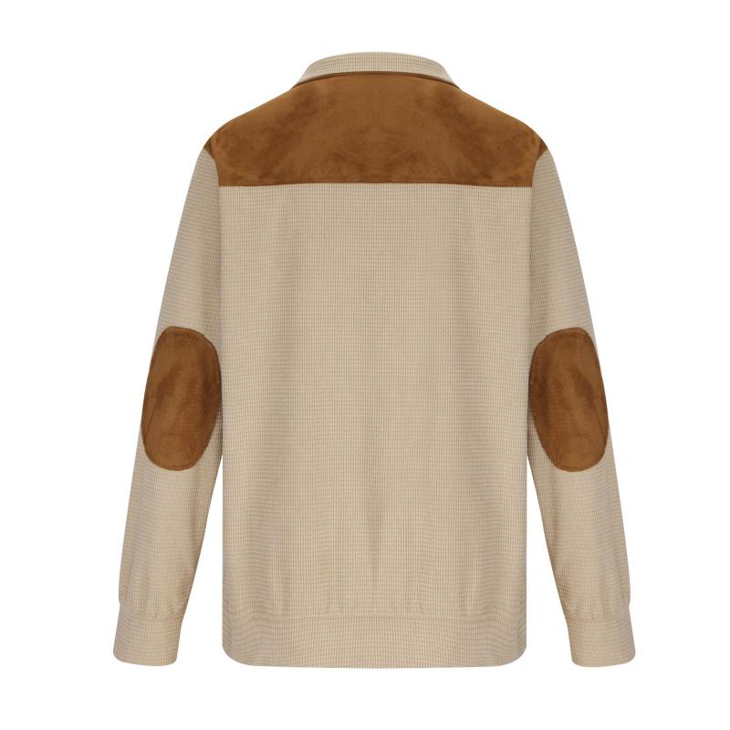 Men's Casual Colorblock Waffle Stand Collar Long Sleeve Sweatshirt 09215974Y