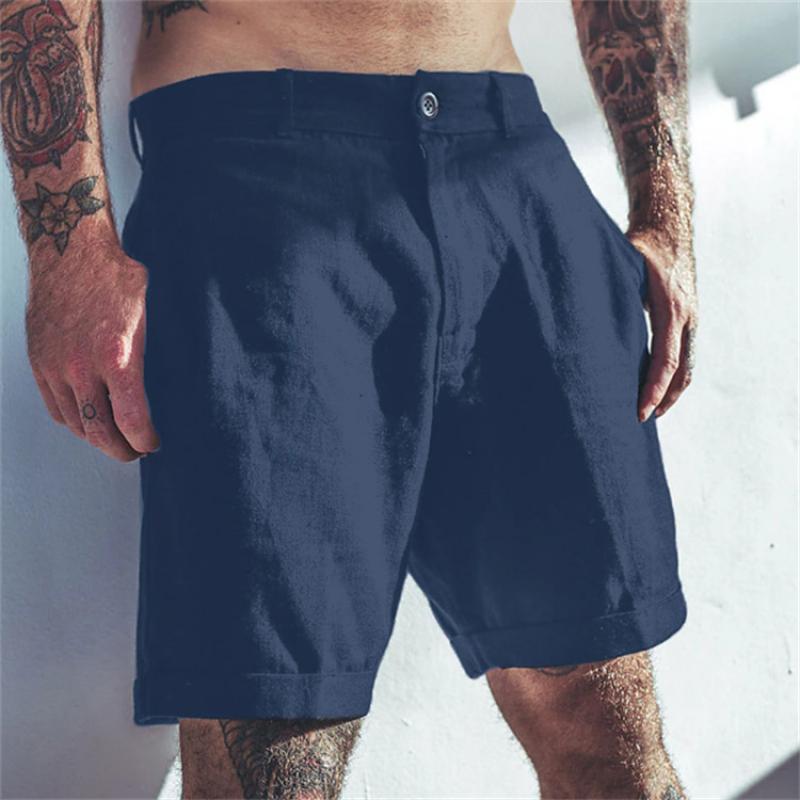 Men's Casual Cotton Linen Blended Breathable Suit Shorts 31805397M