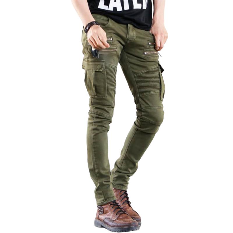 Herren Zipper Decor Multi-Pocket Slim Jeans 28808856Z