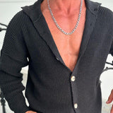 Men's Fashion Solid Color Lapel Single Breasted Knit Cardigan 39746687Z