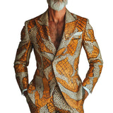 Men's Retro Casual Contrast Snakeskin Print Blazer 89562263TO