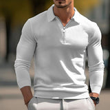 Men's Casual Zipper Lapel Slim Fit Long Sleeve Polo Shirt 02531919M