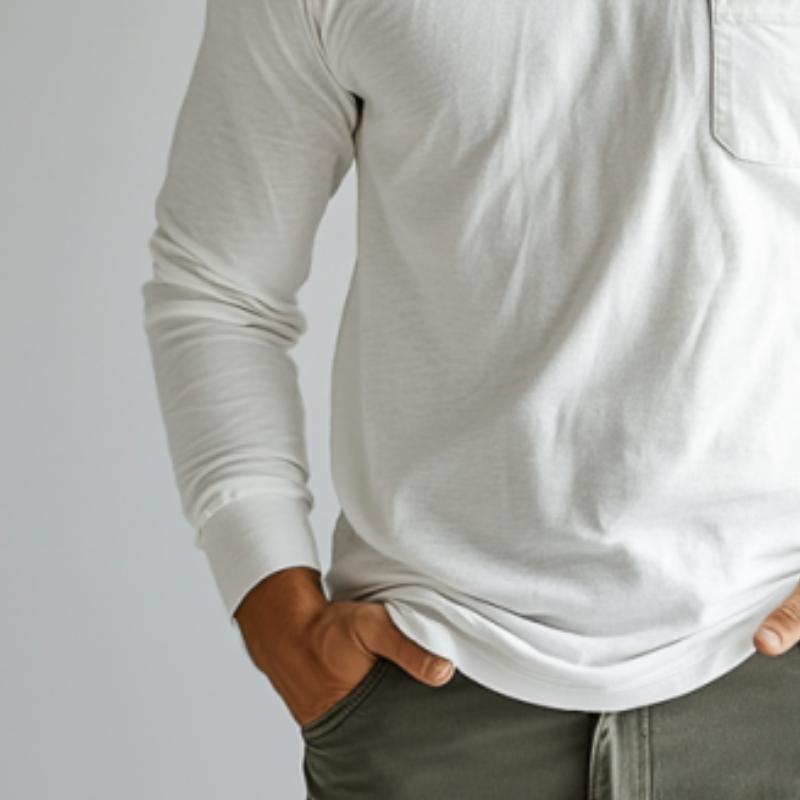 Men's Casual Slim Pocket Cotton Long Sleeve T-Shirt 04827502K