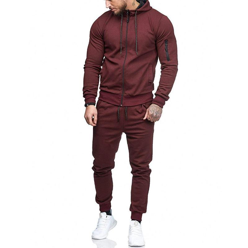 Men's Casual Sports Hooded Sweatshirt and Sweatpants Set 30695619F