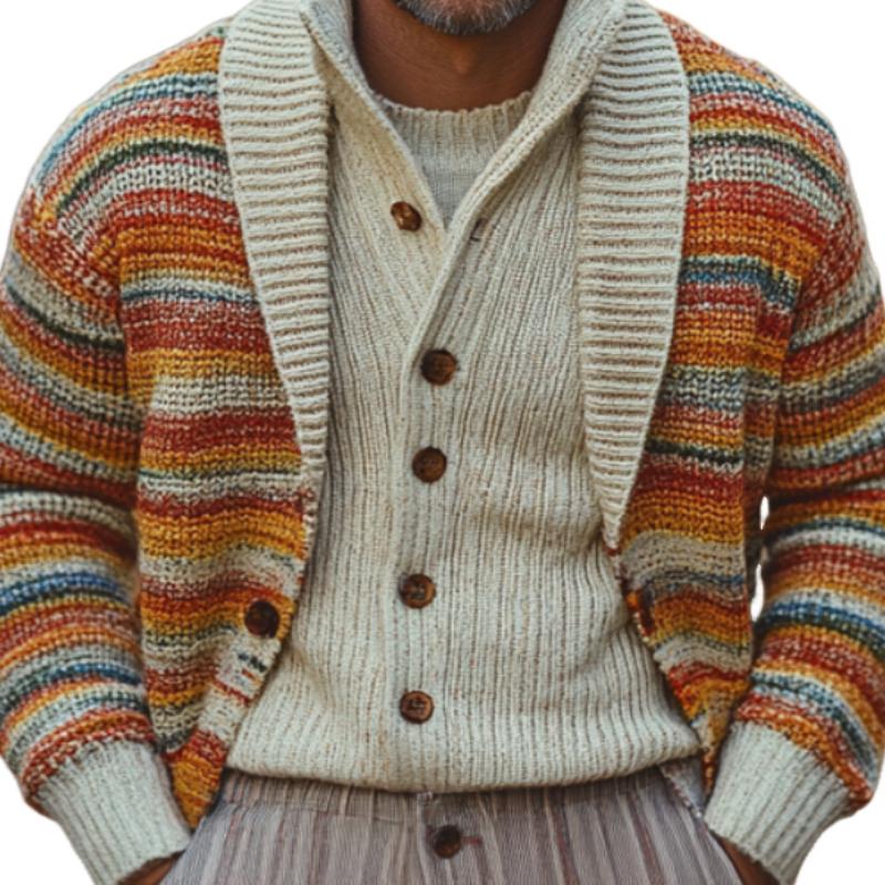 Men's Retro Casual Lapel Knit Cardigan 57258541F