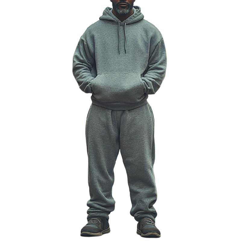 Men's Outdoor Versatile Hooded Sweatshirt and Casual Pants Two-piece Set 17131922F