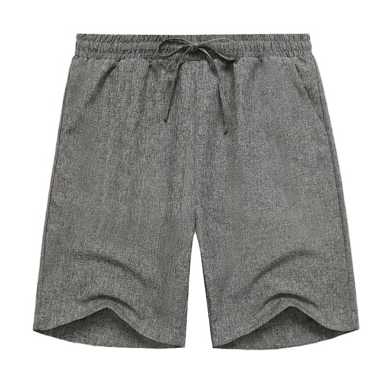 Men's Cotton And Linen Elastic Waist Straight Casual Shorts 22741314Z