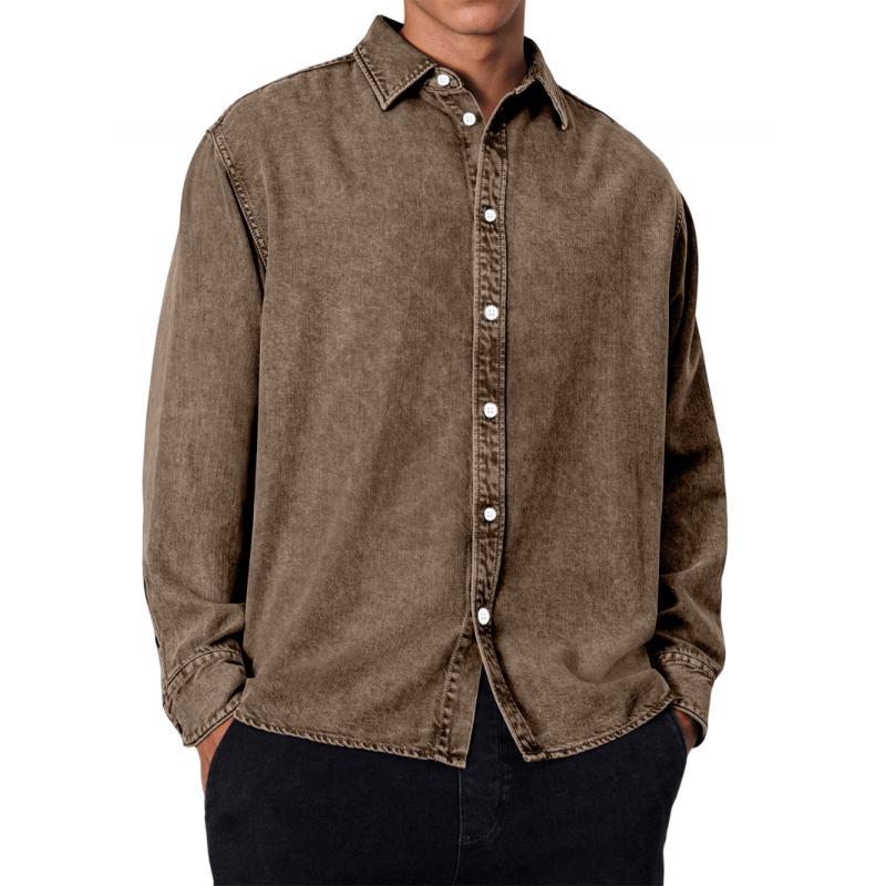 Men's Casual Lapel Loose Long Sleeve Shirt 49255598M