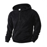 Men's Casual Solid Color Coral Fleece Loose Pullover Hoodie 67125056M