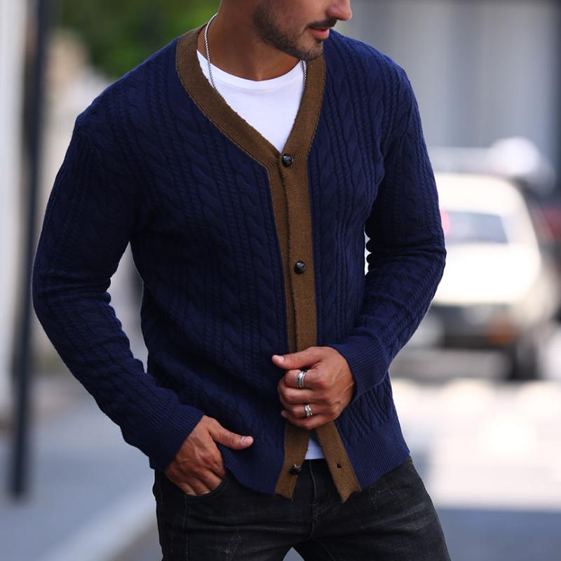 Men's Casual Colorblock Single Breasted Cardigan 31740363Y