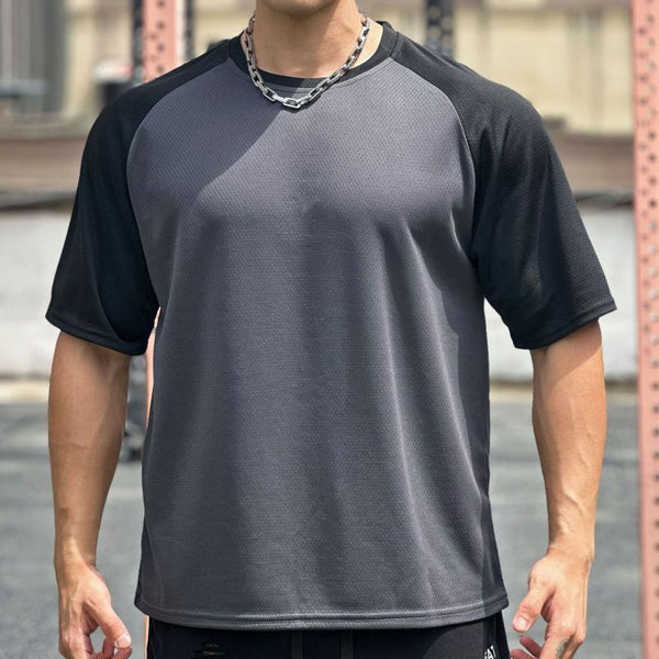 Men's Colorblock Round Neck Short Sleeve Casual Sports T-Shirt 99803376Z