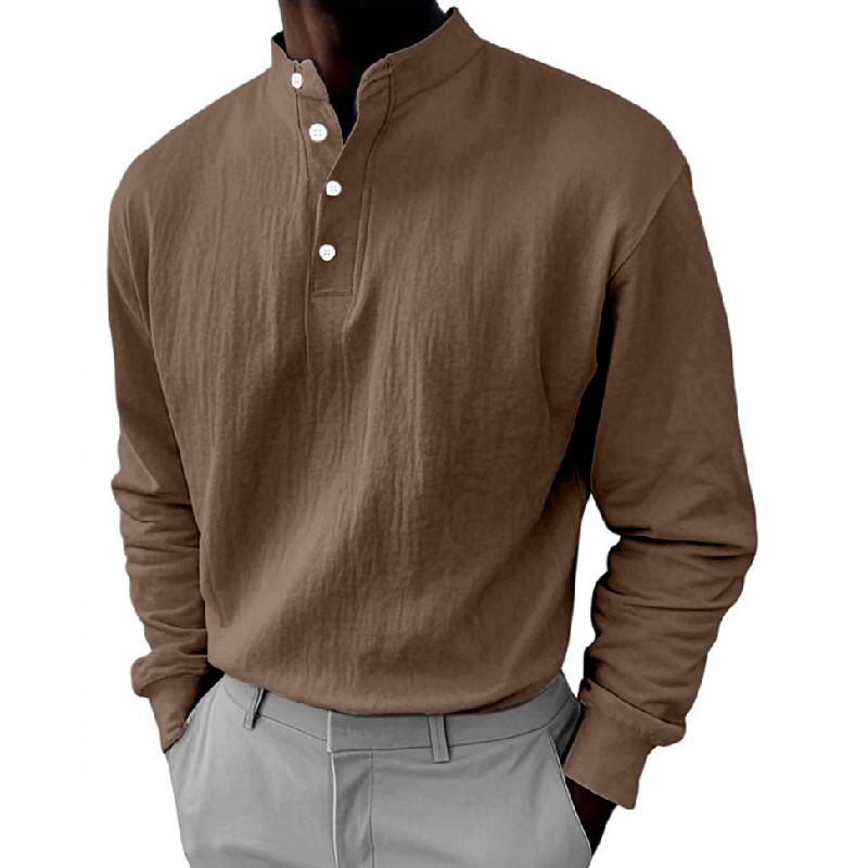 Men's Casual Button-down Collar Loose Pullover Sweatshirt 24654271M