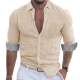 Men's Solid Lapel Long Sleeve Casual Shirt 72723422Z