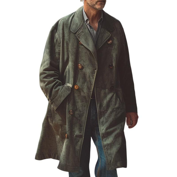 Men's Vintage Suede Double Breasted Trench Coat 47718770X