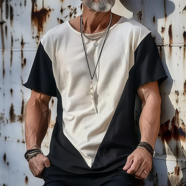 Men's Colorblock Stitching Round Neck Short Sleeve Loose Casual T-shirt 29287163Z
