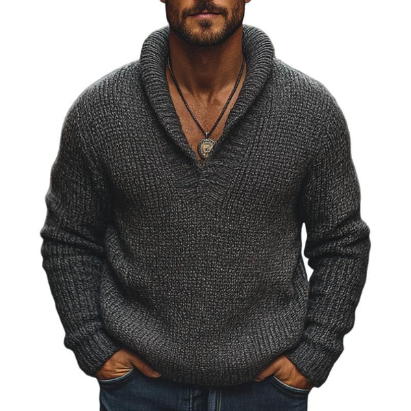 Men's Classic V-Neck Solid Color Knit Sweater 22944699F