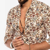 Men's Retro Casual Floral Lapel Long Sleeve Shirt 11112555TO