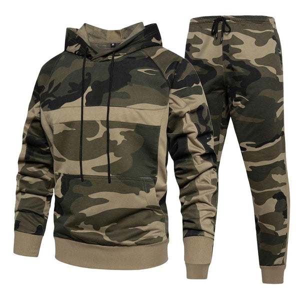 Men's Casual All-match Camouflage Hoodie Trousers Set 81349705F