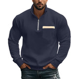 Men's Casual Zipper Stand Collar Solid Color Sweatshirt 21133783X