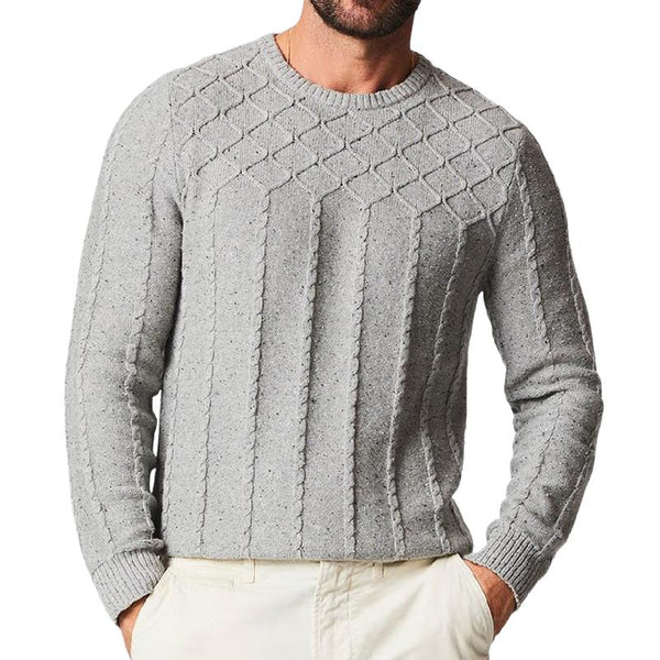 Men's Classic Crew Neck Knit Cable Sweater 33750828F