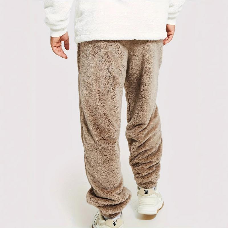 Men's Casual Warm Plush Elastic Waist Loose Pants 99149304M