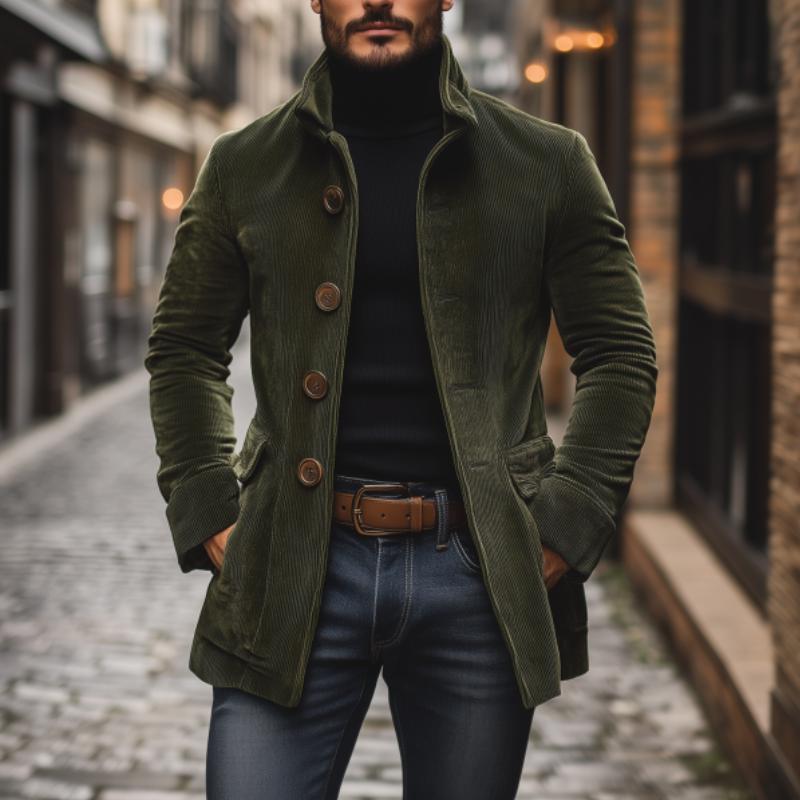 【Livraison en 24 heures】 Manteau court mince en velours côtelé vintage vintage pour hommes 66901253M