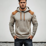 Men's Fashion Cotton Suede Patchwork Slim Fit Kangaroo Pocket Hoodie 57984905M