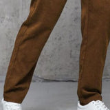 Men's Classic Retro Casual Light Suede Elastic Waist Casual Pants 41244251K