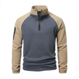 Men's Casual Outdoor Zipper Half Turtleneck Patchwork Fleece Sweatshirt 76829925M