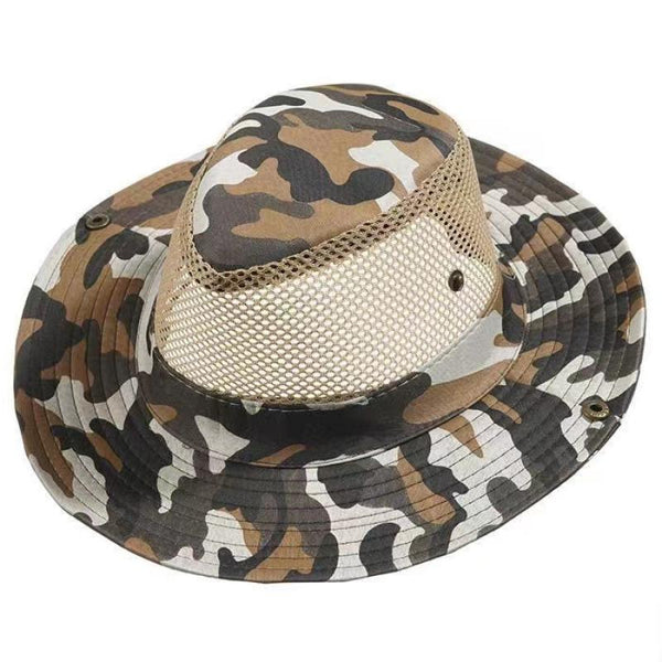 Men's Camouflage Hollow Mesh Breathable Sun Fisherman's Hat 20468125Z