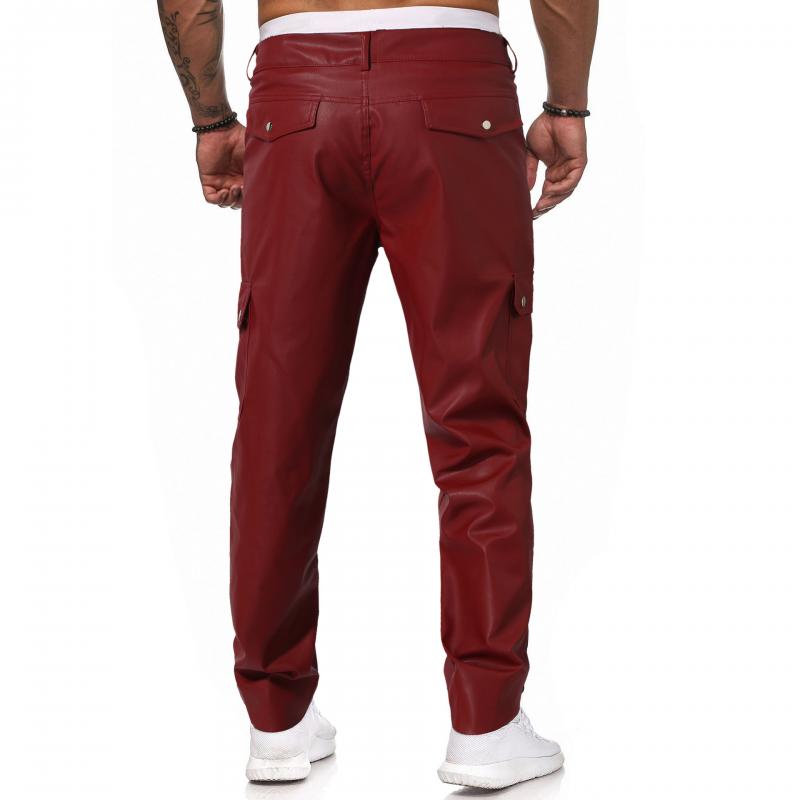 Men's Casual Solid Color Straight PU Leather Pants 18895970Y