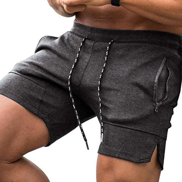 Men's Solid Color Elastic Waist Zip Pocket Sports Shorts 45431073Z