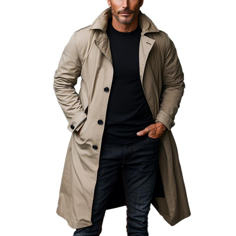 Men's Solid Color Casual Canvas Lapel Coat 17718385X