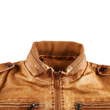 Men's Leather Jacket with Detachable Hood 46304664F