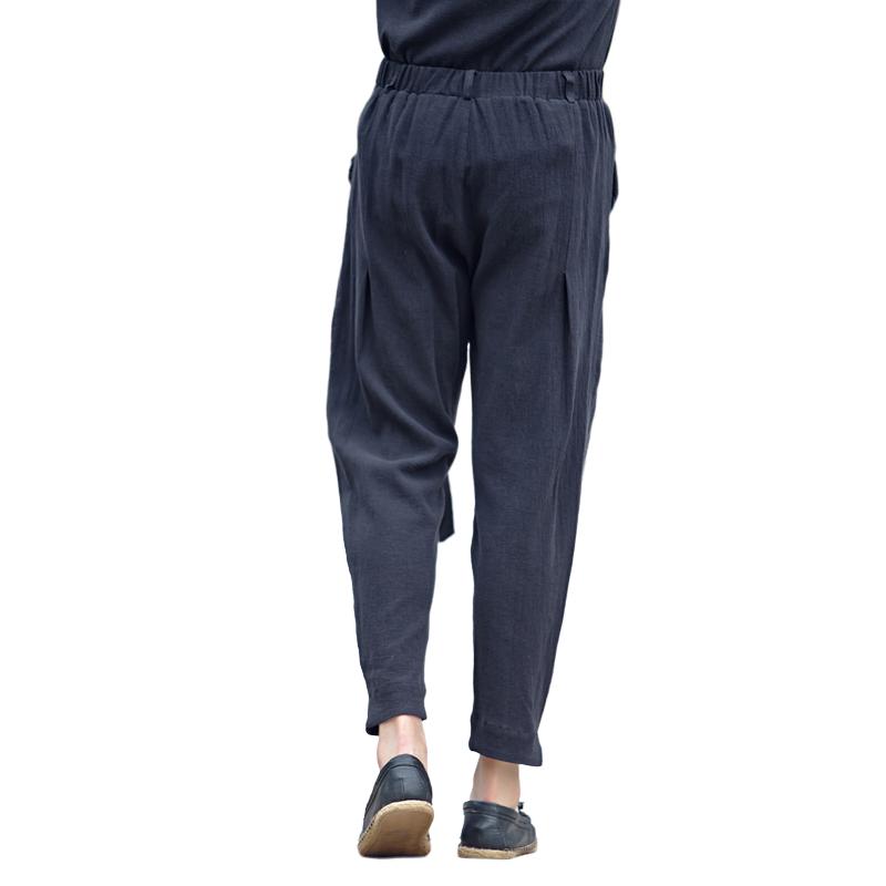 Men's Linen Solid Color Elastic Waist Straight Pants 83674974Y