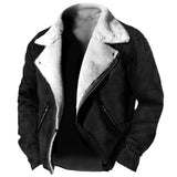 Men's Retro Casual Lapel Plush Zipper Jacket 20042135TO