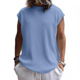 Men's Solid Color Vertical Stripes Round Neck Sleeveless T-shirt 32852979Z