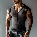 Men's Sexy Hollow Mesh V-Neck Tight Tank Top 68776931M