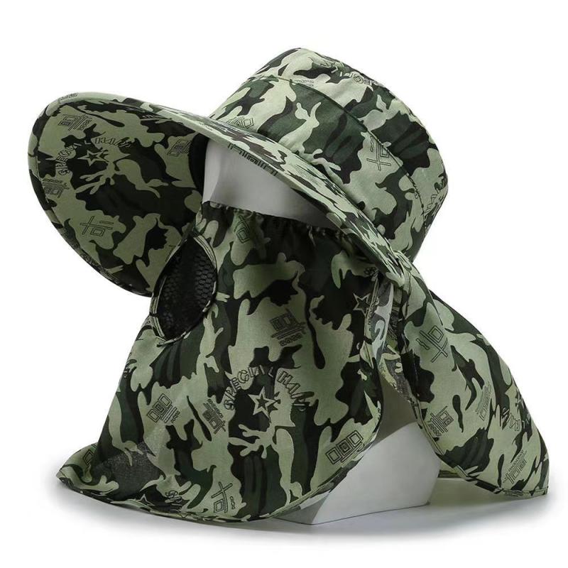 Men's Outdoor Camo Sun Protection Adjustable Fisherman's Hat 81681625Z