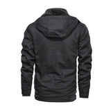 Men's Casual Fleece Warm Workwear Multi-pocket Hooded Coat 07901254M