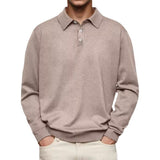 Men's Solid Color Lapel Long Sleeve Loose Casual Polo Shirt 01620047Z