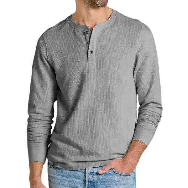 Men's Solid Color Henley Collar Long Sleeve Sweatshirt 29029887Y