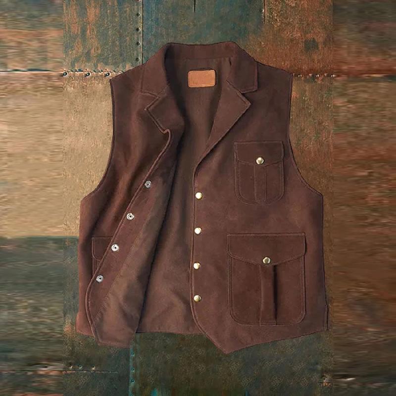 Men's Vintage Suede Single Breasted Vest 50305827Y