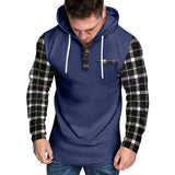 Men's Casual Check Color Block Button Hoodie 50430405Y