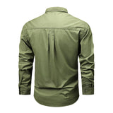 Men's Solid Multi-pocket Lapel Long Sleeve Cargo Shirt 40734484Z