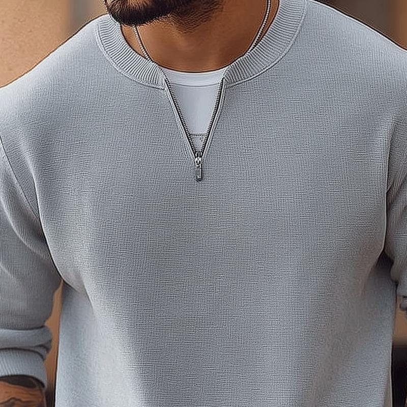 Men's Fashion Solid Color Round Neck Long Sleeve Casual Sweatshirt 44210486Z