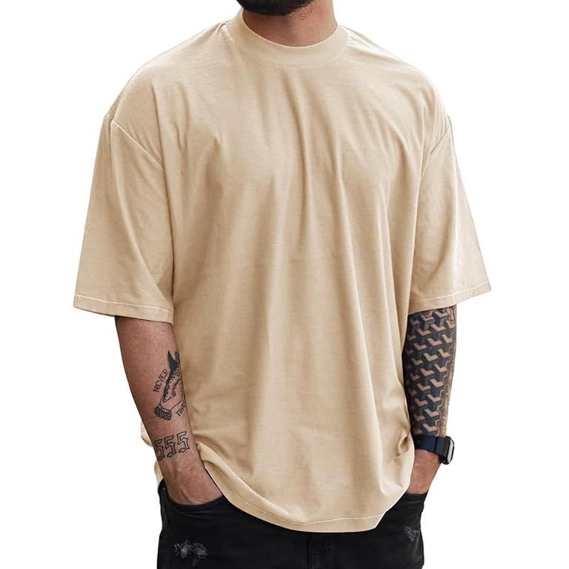 Men's Solid Color Loose Round Neck Short Sleeve Casual T-shirt 86447074Z