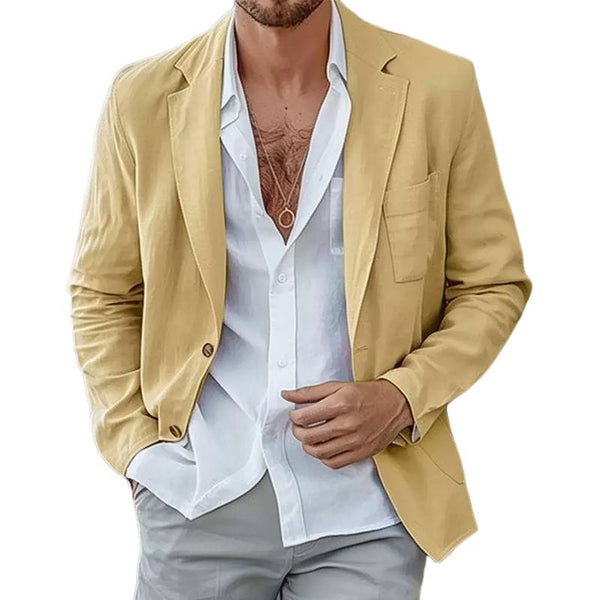 Men's Cotton and Linen Casual Multi-pocket Blazer 01156967X