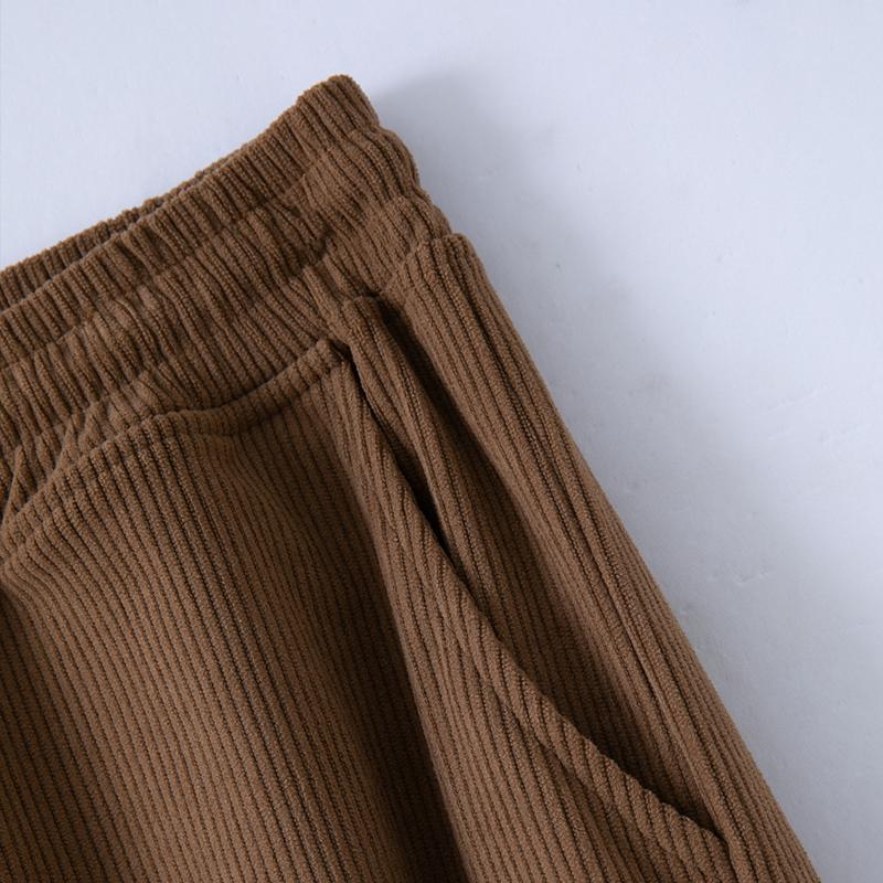 Men's Solid Color Corduroy Loose Elastic Waist Multi-pocket Cargo Pants 74090555Z