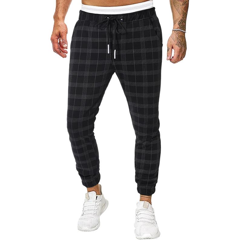 Men's Retro Casual Plaid Print Drawstring Sports Pants 14777214TO